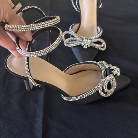 Chic Black and Silver Rhinestone Heels - Picture 4 of 6